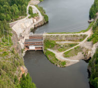 PVO-Vesivoiman Melon vesivoimalaitos Kokemäenjoessa, ilmakuva