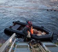 Cathing lampreys in the river Iijoki. Photo: Kai Tirkkonen