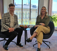 Pohjolan Voiman yhteiskuntasuhdepäällikkö Miikka Koski ja Julia Väänänen, Suomen opiskelijakuntien liiton puheenjohtaja 2025